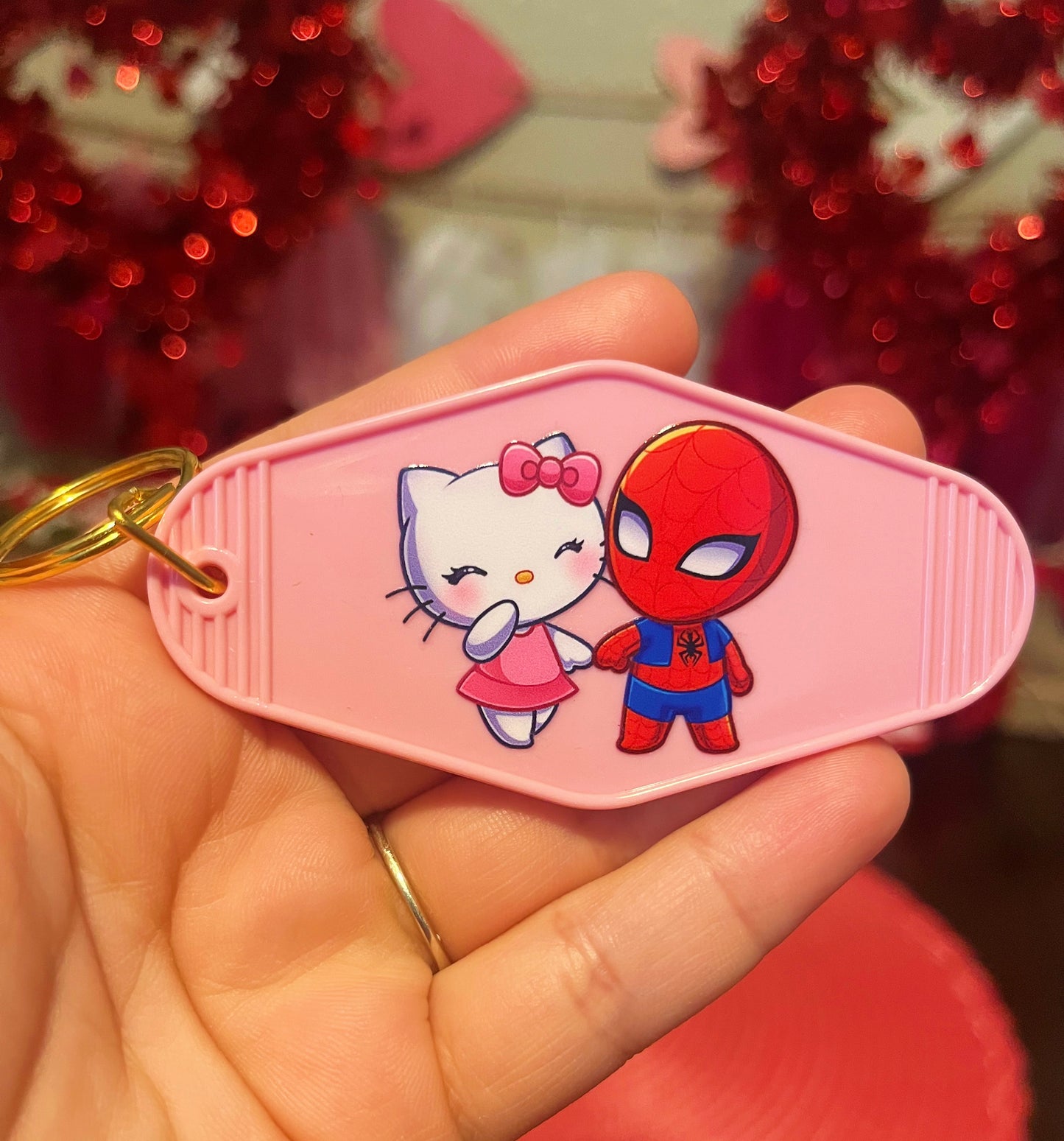 Kitty & spidey key chain